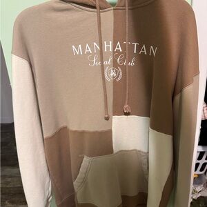 Hollister Brown and Cream Hoodie Sweatshirt